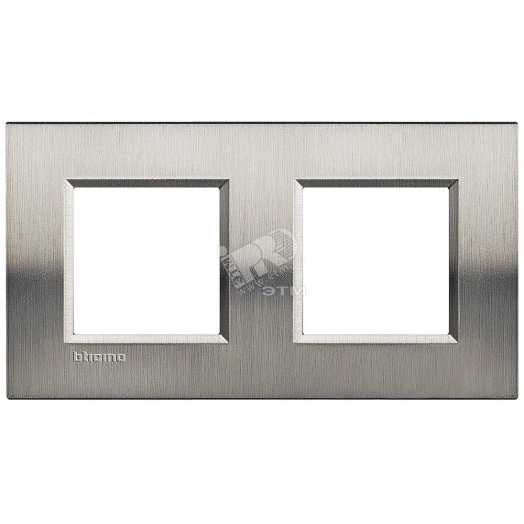 LivingLight Рамка прямоугольная 2 поста Фактурная сталь