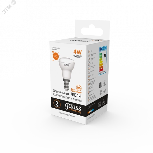 Лампа светодиодная LED 4 Вт 300 Лм 3000К теплая E14 R39 Elementary Gauss
