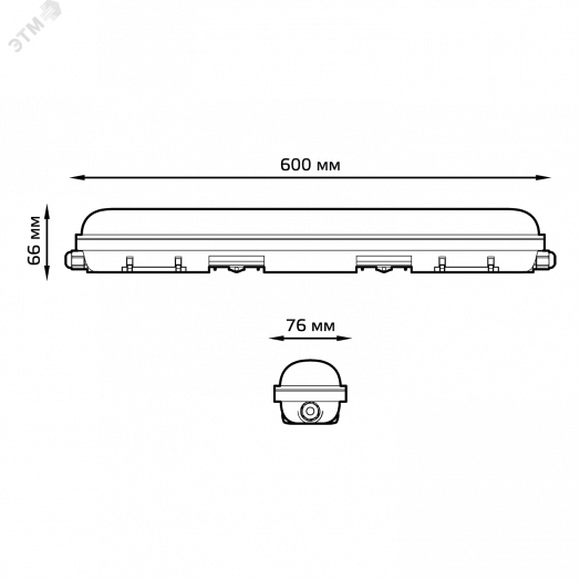 Светильник светодиодный ДСП-18 Вт 1950 Лм 4000K IP65 600х76х66 мм ССП-176 матовый соеденение в линию EVO Gauss