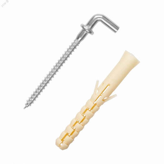 Крюк-шуруп L-образный 4,5х68  оцинкованный, с манжетой (2 шт.)