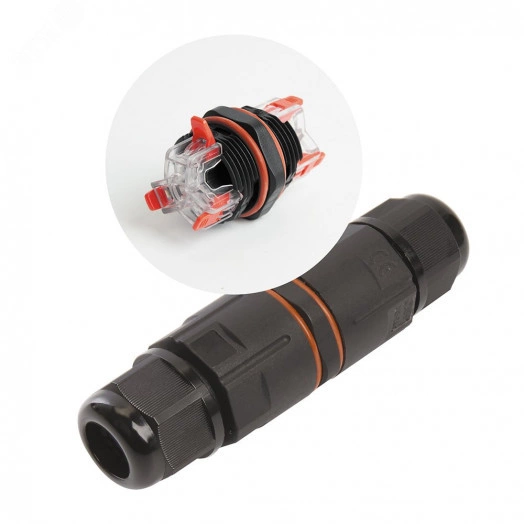 LD533 Соединитель-коннектор 3-контакт, с СМК221 пружинным контактом водонепрониц, черный