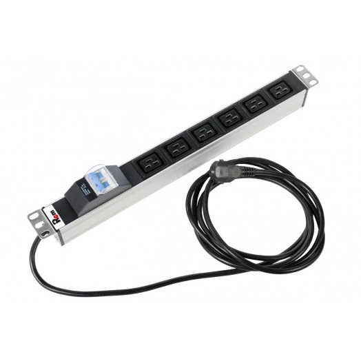 Блок розеток Rem-16 автомат 16A 6 IEC 60320 C19 16A 19' шнур 3 м