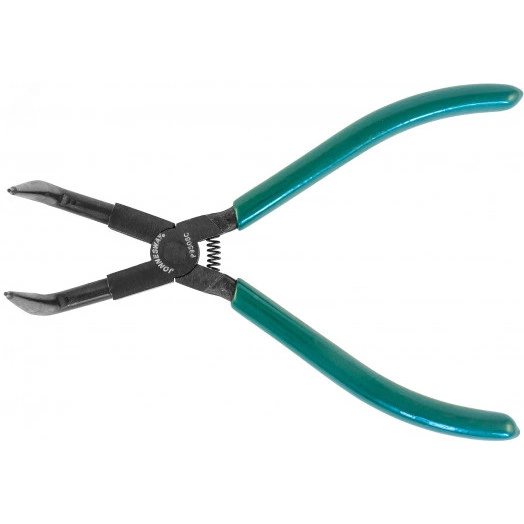 Щипцы загнутые 90° для стопорных колец удлиненные с ПВХ рукоятками, сжим, 215 мм, 10-32 мм