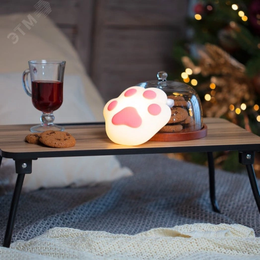 Ночник силиконовый светодиодный Кошачья лапа      розовый