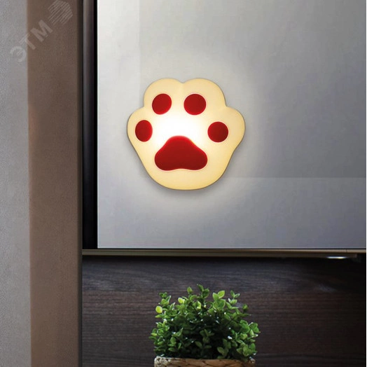 Ночник силиконовый светодиодный Кошачья лапа      розовый