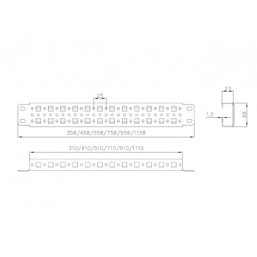 Профиль монтажный 23х48 для шкафов EMS ширина/глубина 500 мм