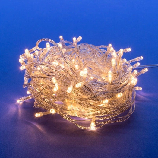 Гирлянда светодиодная с контроллером 15м 100 светодиодов Теплый белый свет Провод прозрачный ULD-S1500-100/DTA WARM WHITE IP20