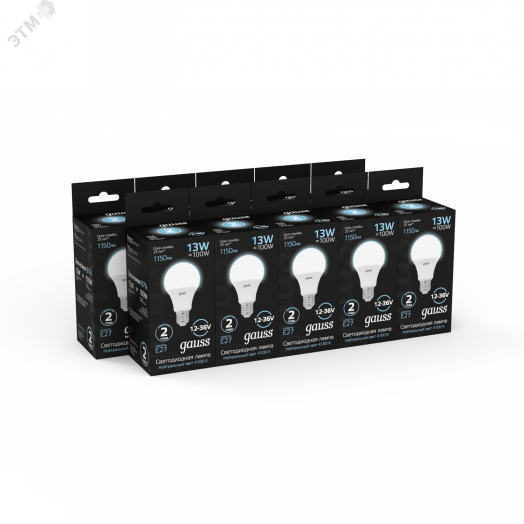 Лампа светодиодная LED 13 Вт 1150 Лм 4100K белая E27 A60 AC/DC 12-36 В Black Gauss