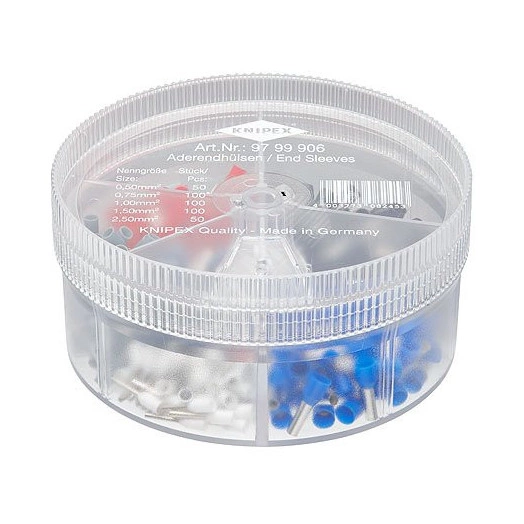 Набор изолированныеованных контактных гильз в коробке 050мм (AWG 20) 50шт 075мм (AWG 18) 100шт 100мм (AWG 17) 100шт 150мм (AWG 15) 100шт 250мм (AWG 13) 50шт