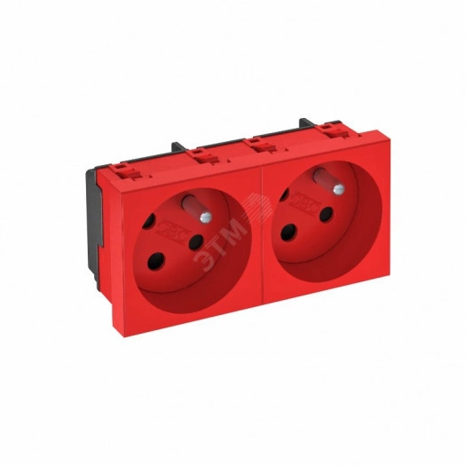 Розетка двойная 33° с кодом, 250 В, 16A (красный)
