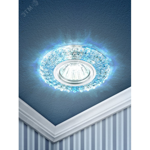 DK LD2 SL/BL+WH Точечные светильники ЭРА декор cо светодиодной подсветкой (голубой+белый), прозрачный