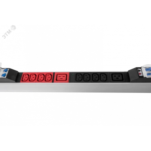 Блок розеток вертикальный, мониторинг, измерение, 3 фазы 32А, авт, 24C13, 6C19, 1820 мм, вх IEC 309, шнур 3м