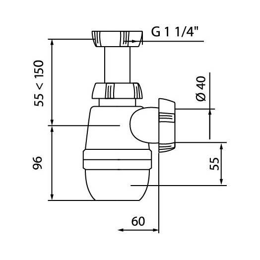 Сифон МИНОР для раковины без выпуска 1'1/4 х 40 мм
