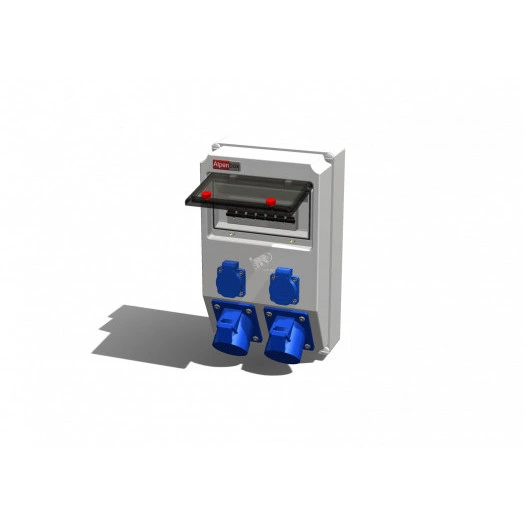 Устройство распределительное AlpenBox настенное пластик IP44 40A корпус 222х369х130 серый