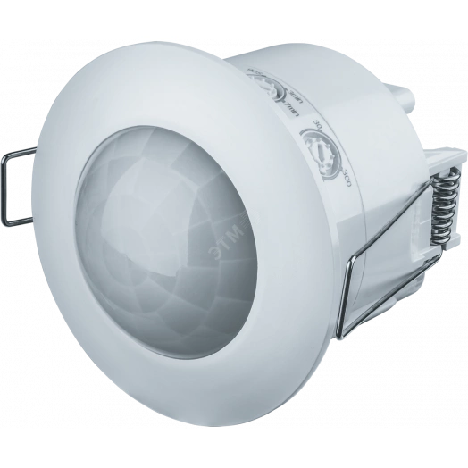 Датчик движения ИК встраиваемый 1200w 360 градусов 6м IP33 белый