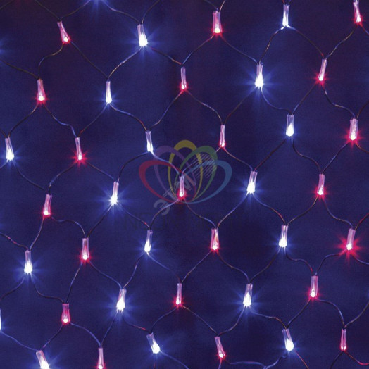 Гирлянда-сеть профессиональная светодиодная 2.5 х 2.5м свечение с динамикой черный провод красно/синий