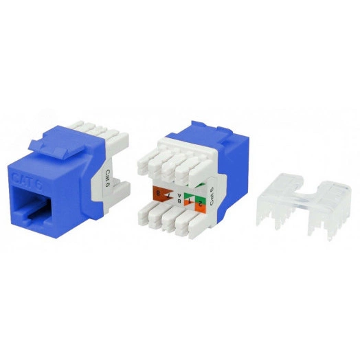 Вставка KJ8-8P8C-C6-180-BL Keystone Jack RJ-45(8P8C) категория 6 синяя
