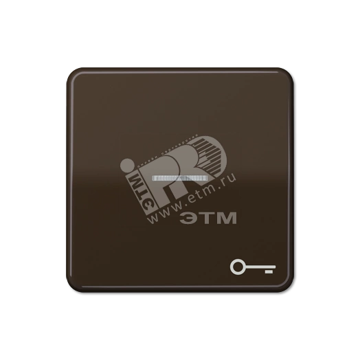 Клавиша с окошком и символом  ключ  для выключателей с подсветкой  коричневая