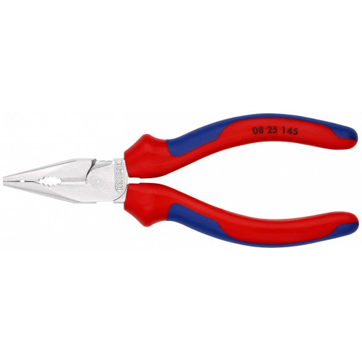 Пассатижи остроконечные с удлиненными губками резка - проволока средней твердости 3мм твердая проволока 2мм кабель 8мм (16мм) L=145мм хромированные двухкомпонентные рукоятки