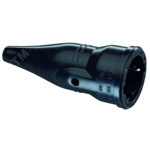 Кабельная резиновая розетка прямой ввод с мультизаземлением IP44 16A 2P+E 250V, чёрный