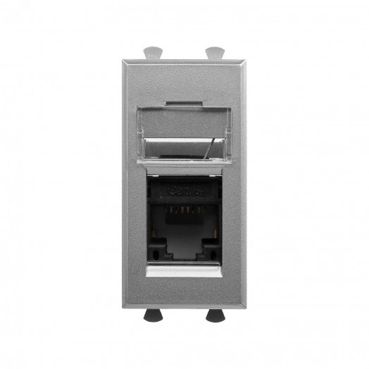 Компьютерная розетка RJ-45 модульная, кат.6А, ''Avanti'', ''Закаленная сталь'', 1 модуль