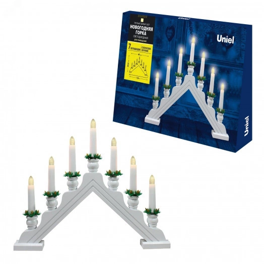 Фигура светодиодная «Новогодняя горка» 39 5х30 5см ULD-L7101-007/SWA WARM WHITE IP20 WHITE BRIDGE 7 светодиодов Теплый белый свет Корпус белый Материал пластик