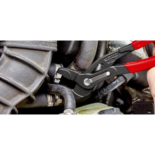 Щипцы для хомутов с защёлкой L-250 мм Cr-V серые узкая голова для труднодоступных мест KN-8551250C