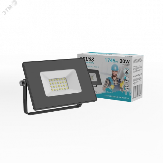 Прожектор светодиодный ДО-20 Вт 1745 Лм 4000К IP65 200-240 В черный LED Elementary Gauss