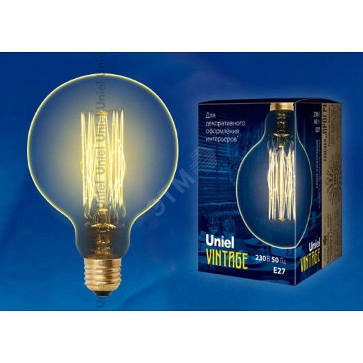 Лампа накаливания декоративная ДШ 60 вт 300 Лм E27 Vintage IL-V-G125-60/GOLDEN/E27 VW01Uniel