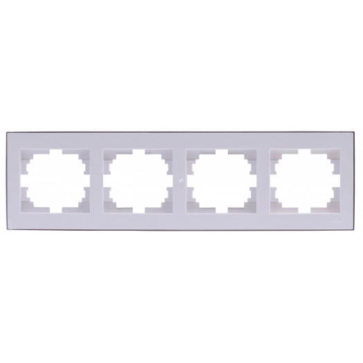 RAIN Рамка 4 поста горизонтальная белая с боковой вставкой хром