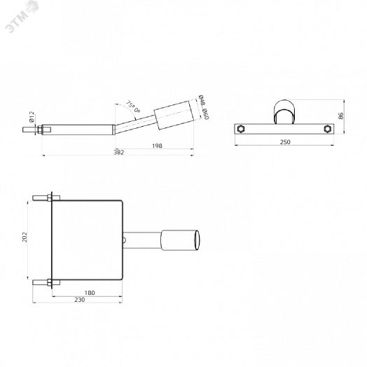 Кронштейн для уличных светильников на столб 430х260х130 D48 мм Gauss