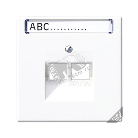 Крышка для сдвоенной телефонной и компьютерной розетки UAE с полем для надписи  светло-серая