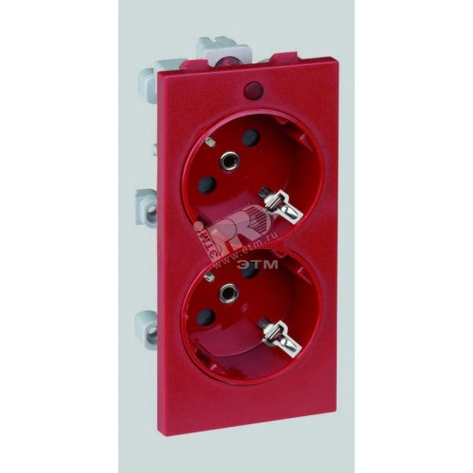 Connect Розетка двойная с заземлением 16А 250В CIMA-модуль 52x108 мм SC красный