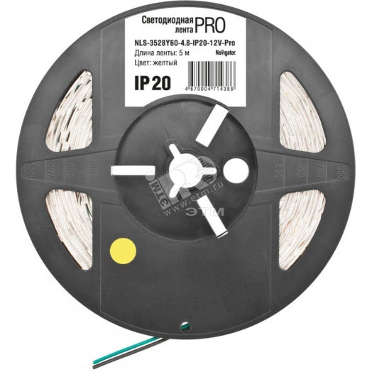 Лента светодиодная LEDх60/м 5м 4.8w/m 12в.Pro желтый