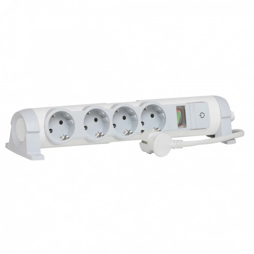 Удлинитель 4X2К+З с индикатором потребленной мощности и защитой Safe control кабель 1.5 метра