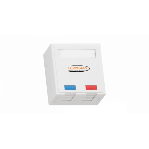 Настенная розетка, 2 порта, Кат.5e, RJ45/8P8C, для FT-TOOL, экраннированный, со шторками, белая