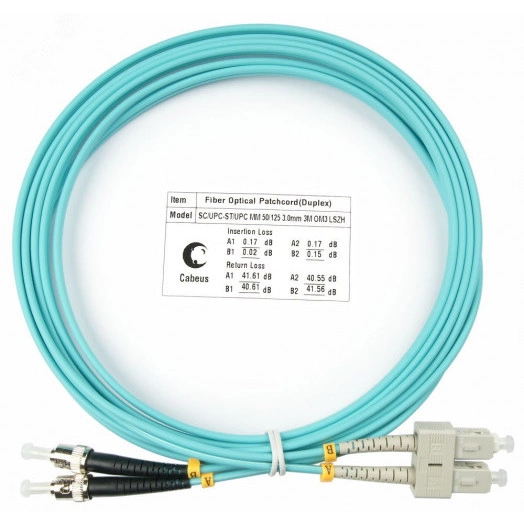 Шнур оптический duplex 3м SC-ST 50/125 mm OM3 LSZH FOP-50-SC-ST-3m