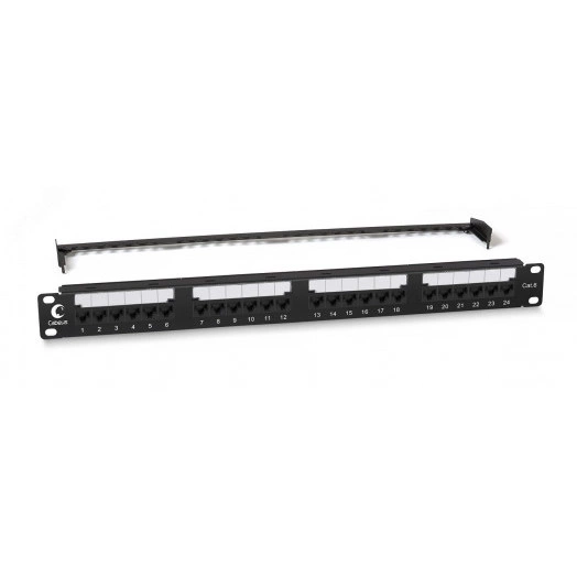 Патч-панель PL2-24-Cat.6-Dual IDC 19' (1U), 24 порта RJ-45, категория 6, Dual IDC, с задним кабельным организатором, new