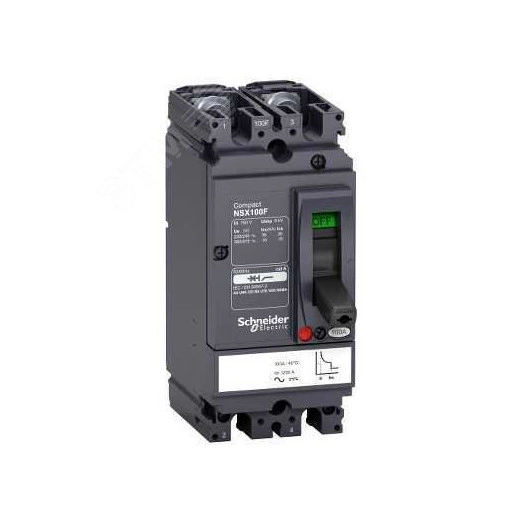 Выключатель автоматический двухполюсный NSX100F 63A AC/DC
