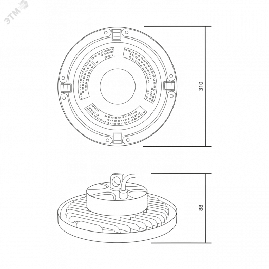 Светильник промышленный светодиодный ДСП-200 Вт 24000 Лм 5000K IP65 D310х88 мм 175-265 В LED UFO Gauss