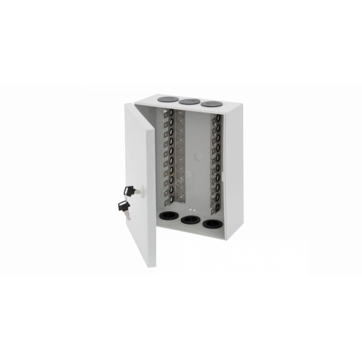 Бокс настенный распределительный на 10 плинтов пластиковый с замком серый