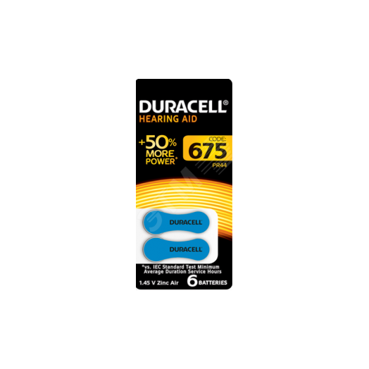 Элемент питания Duracell ZA675-6BL (60/600/54000)
