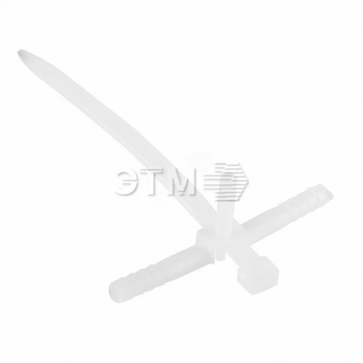 Хомут-стяжкa нейлоновая с дюбелем 150x8 мм, диаметр 8 мм, белая, упаковка 50 шт