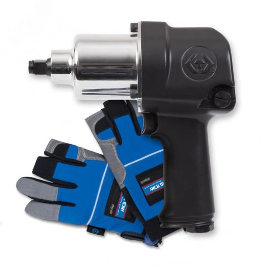 Гайковерт пневматический ударный 1/2', 881 Нм, в комплекте перчатки антивибрационные