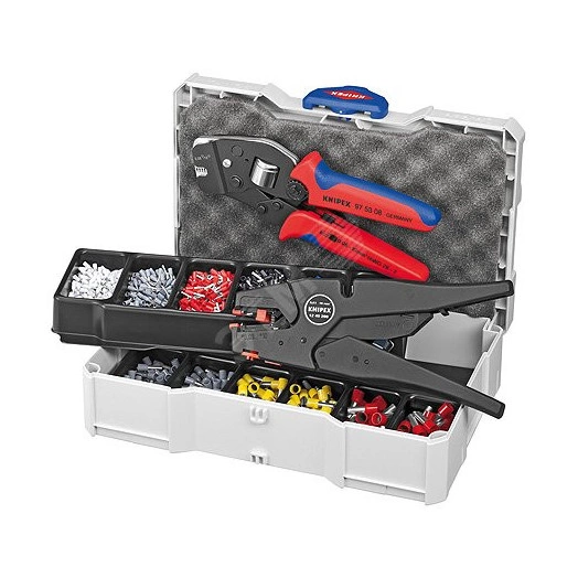 Набор контактных гильз в систейнере пресс-клещи KN-975308 стриппер KN-1240200 гильзы контактные изолированныеованные 05мм 075мм 1мм 15мм 25мм по 200шт 4мм 6мм - 100шт 10мм - 50шт