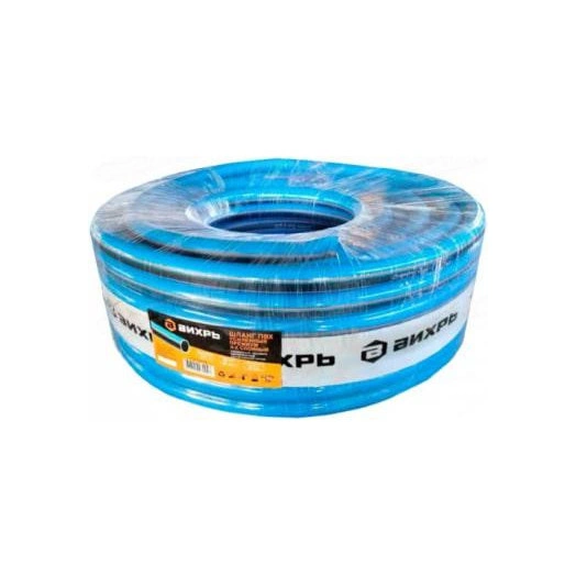 Шланг поливочный ПВХ усиленный премиум пищевой четырехслойн. армир. 3/4 50м син. Вихрь 73/7/2/12