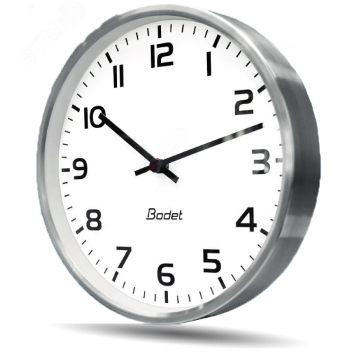 Часы аналоговые вторичные Profil 740 Metal (часы/мин), высота 40 см, стальной полированный корпус и минеральное стекло, цифры, (24В минутный импульс)