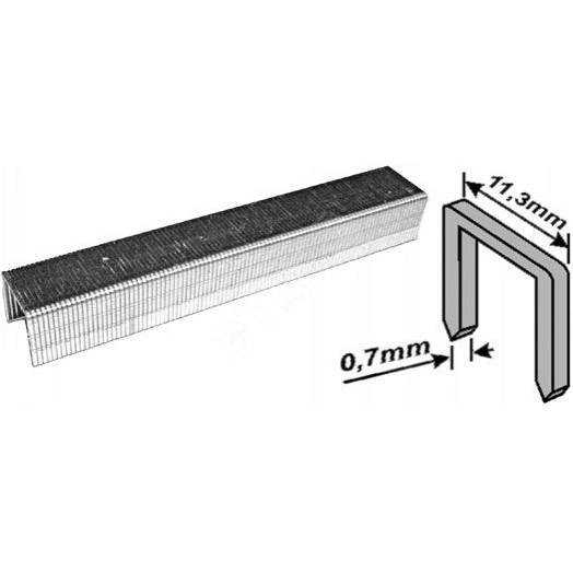 Скобы для степлера закалённые усиленные Профи 11.3 мм х 0.7 мм (узкие тип 53) 14 мм, 1000 шт