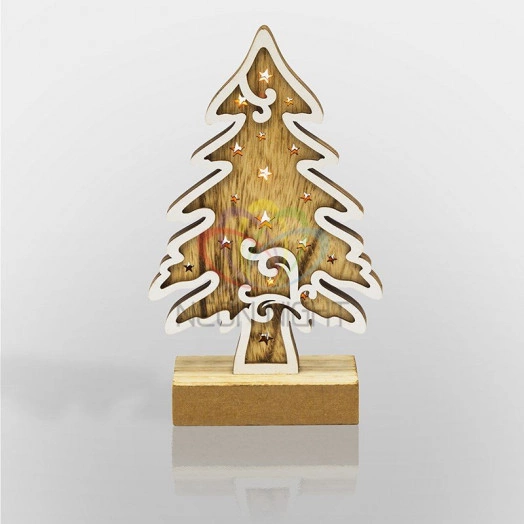 Деревянная домашняя фигурка с подсветкой Елочка 11,5*5*19 см