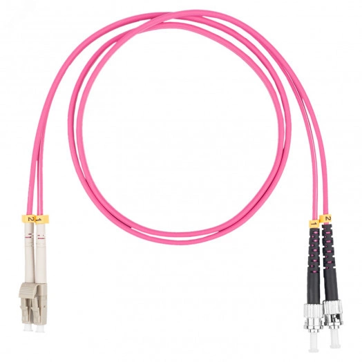Шнур оптический коммутационный (патч-корд), LC-ST, дуплекс (duplex) OM4, нг(А)-HF, маджента, 2,0 м